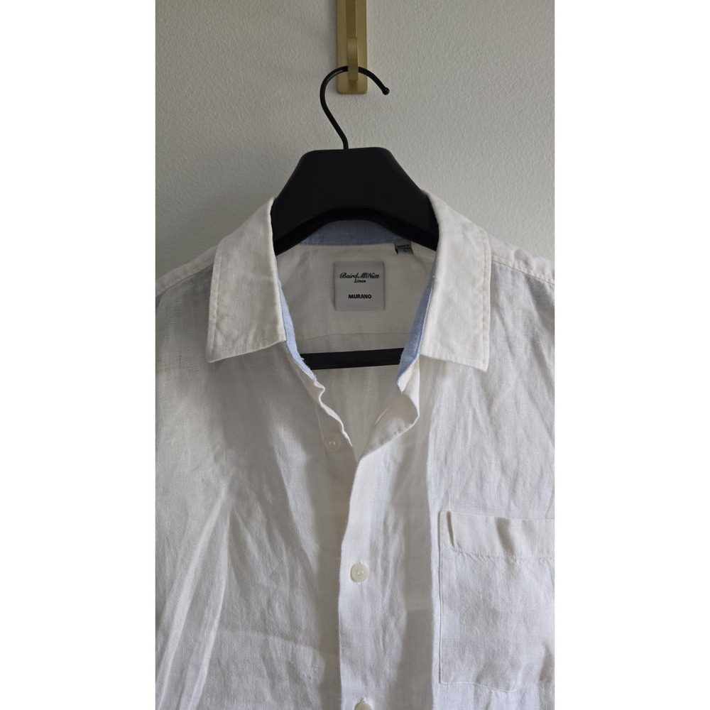 Murano Beaird McNutt Linen Shirt Mens White Short Sleeve Button Up Summer Large - Picture 3 of 4